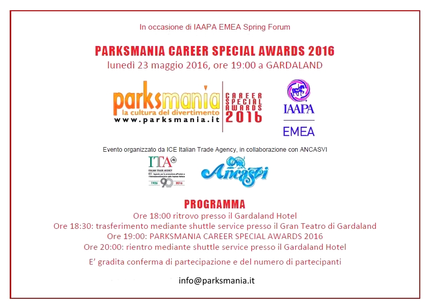 parksmania awards career 2016